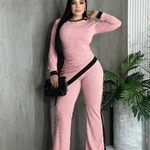 Elegant Pink Jumpsuit with Black Accents
